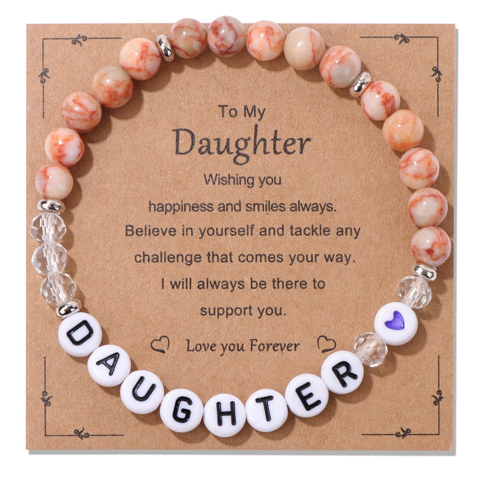 Stone Bead English Letters Beaded Mother Daughter Simple And Bracelets