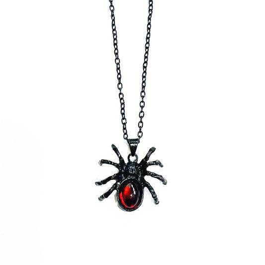 Red Crystal Cute Spider Pendant Punk Necklaces