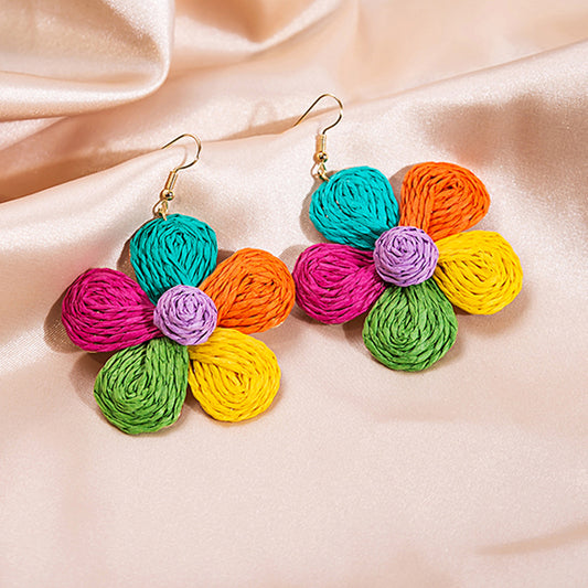 Flowers Ear Hook Sweet Personality Color Earrings