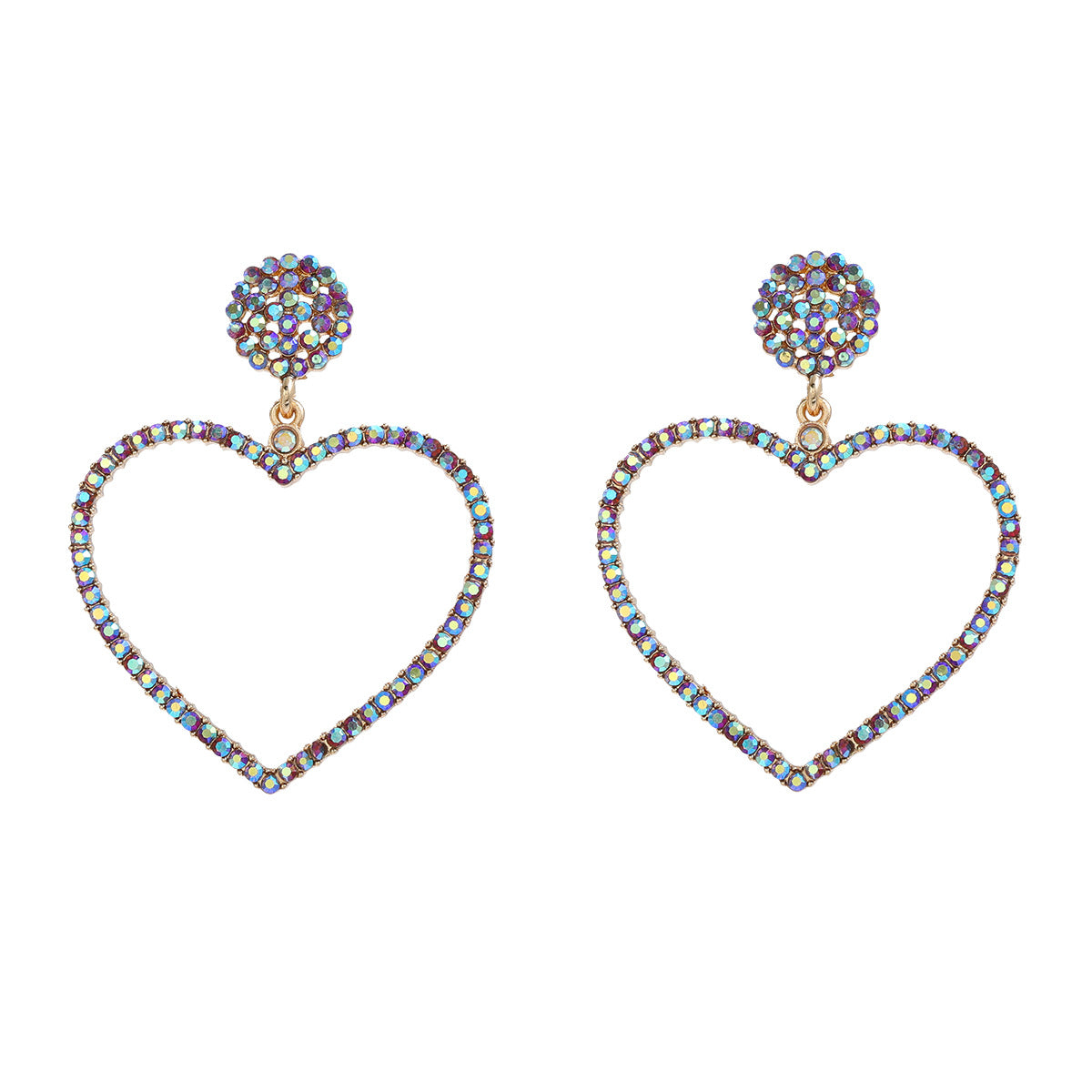 Heart Shape Full Diamond Female Exaggerated Earrings