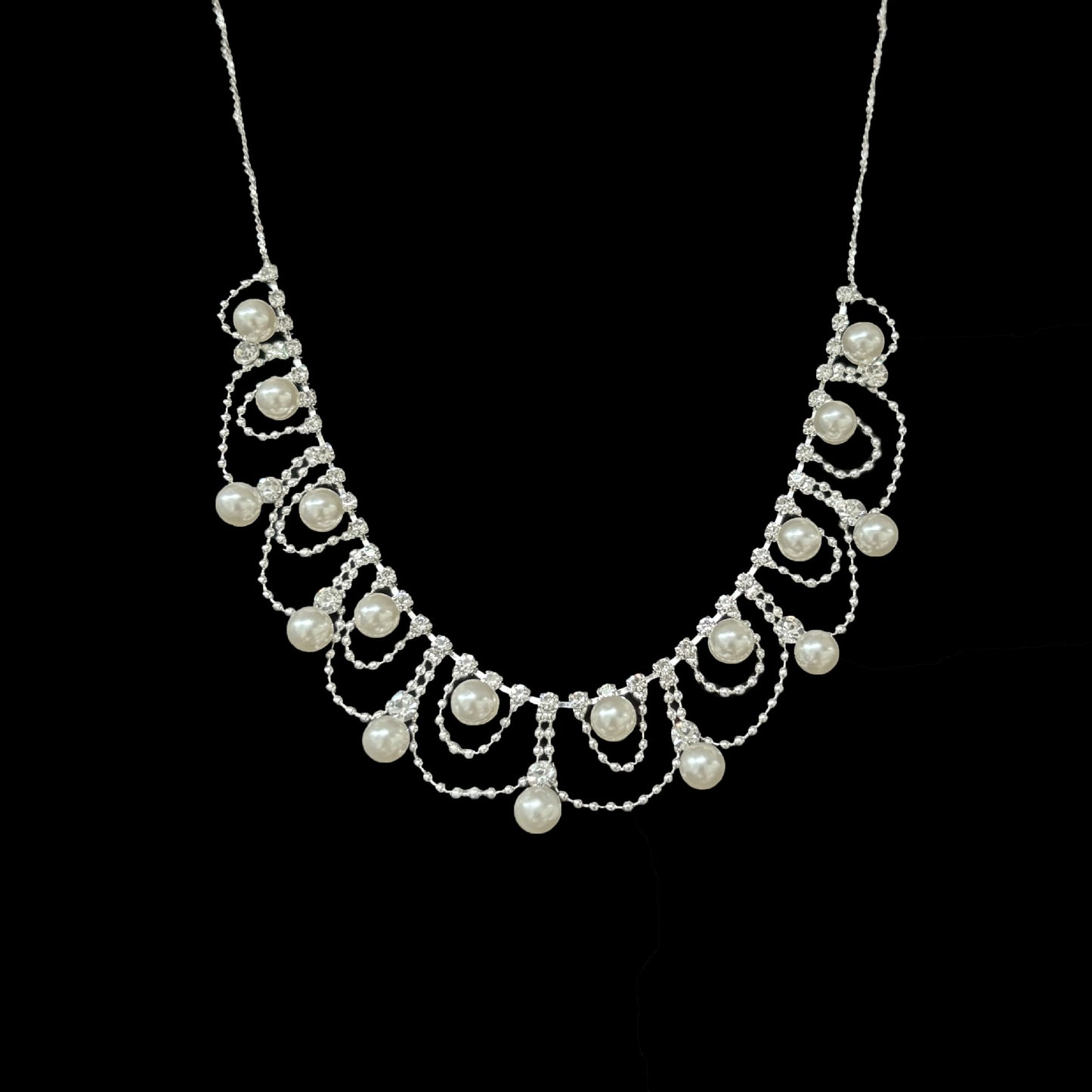 Women's Fashion Two-piece Bridal Pearl Suit Dress Earrings