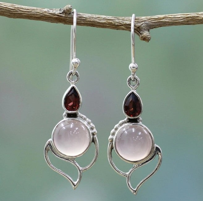 Inlaid Sea Blue Topaz Female Creative Rotational Water Drop Earrings