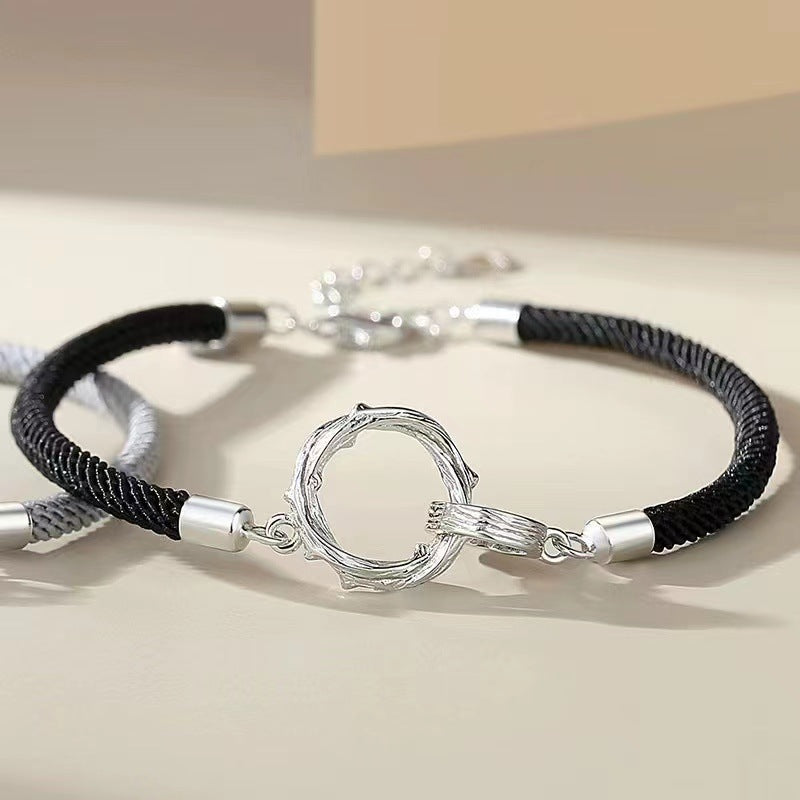 Women's & Men's Thorn Couple Design Double Woven Hand Strap Girlfriends Birthday Bracelet