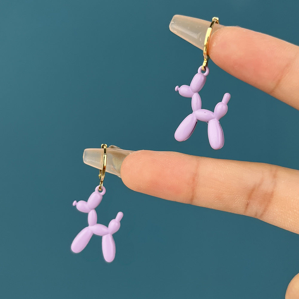 Buckle Ear Spray Paint Candy Puppy Earrings