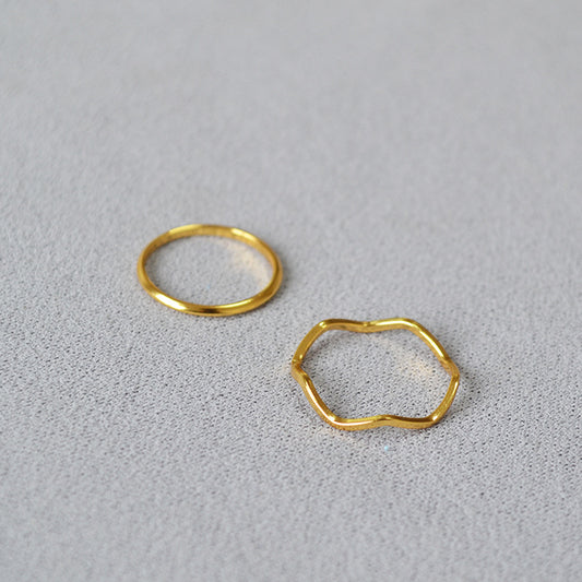 Simple Wave Curve Brass Gold-plated Wind Rings