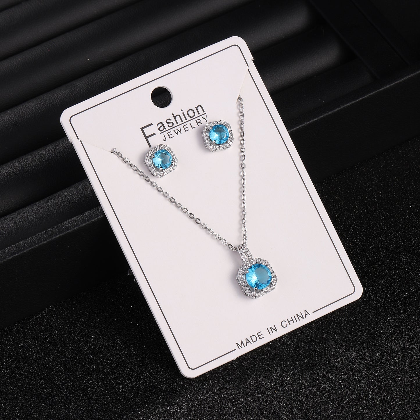 Live Broadcast Zircon Full Diamond Perfume Bottle Square Bag Earings Jewelry Set