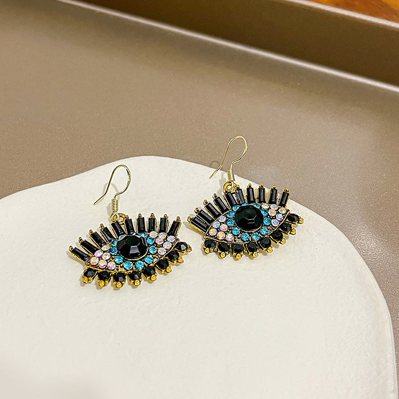 Anneaux de crochet d'oreille pleins de diamants Big Eyes