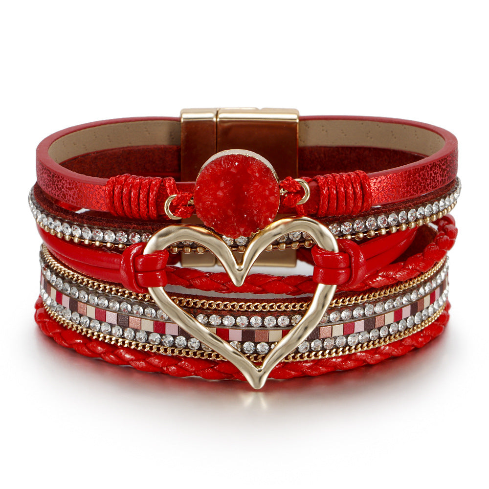 Bohemian Style Braided Rope Heart Jewelry Bracelets