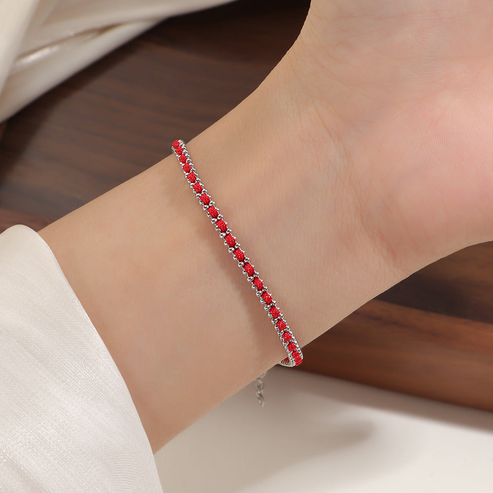 Round Beads Gold Woven High-grade Light Luxury Exquisite Red Bracelets