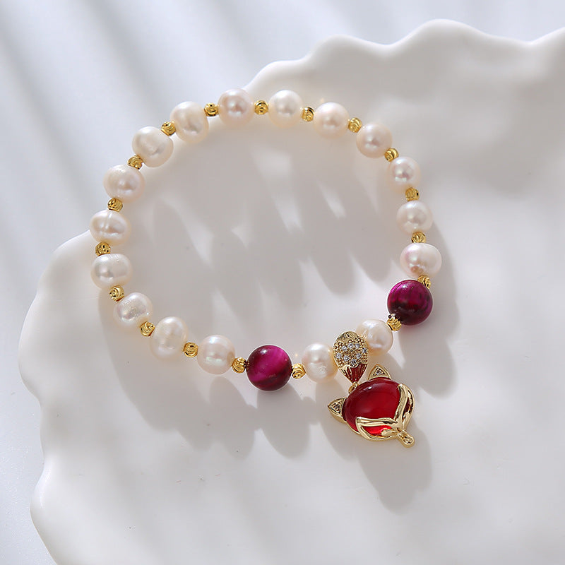 Simple Natural Shaped Pearl Agate Stone Bracelets