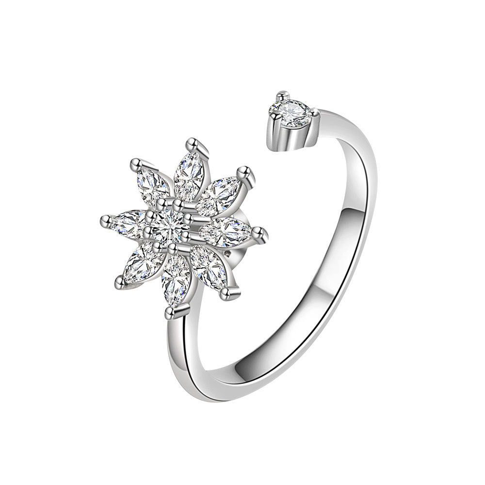 Turn Snowflake Rotatable Female Fashion Adjustable Personalized Rings