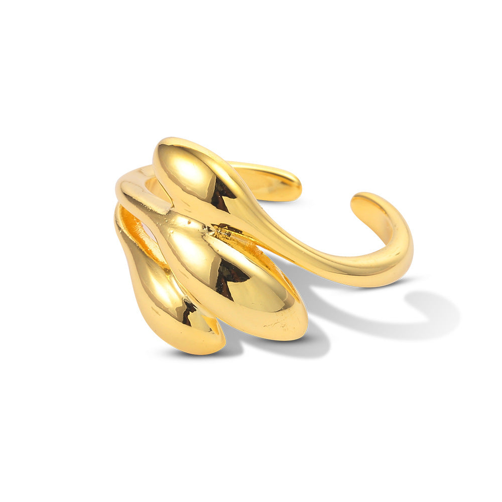 Copper Plated Real Gold Female Design Glossy Gold-plated Ring