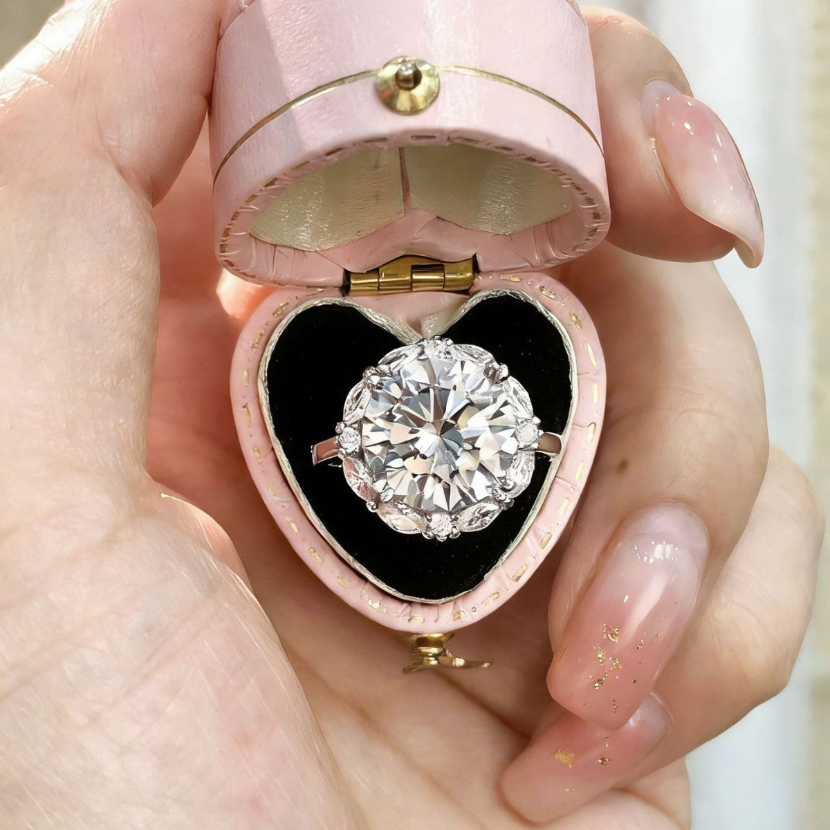 2 Karat Full Diamond Female Bud Proposal Bridal Bouquet Ring