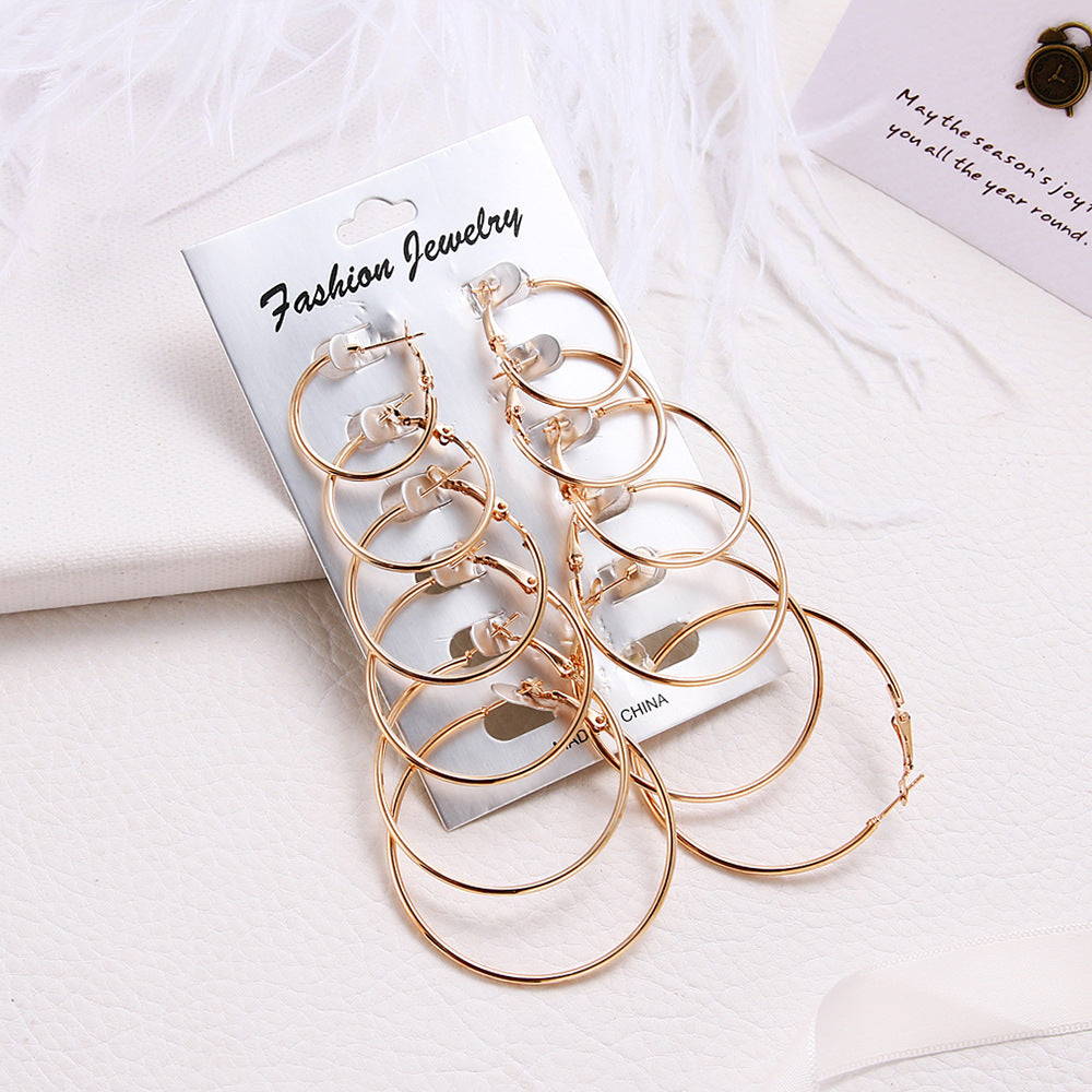 Fashion Metal Alloy Big Circle Shrimp Male Buckle Earrings