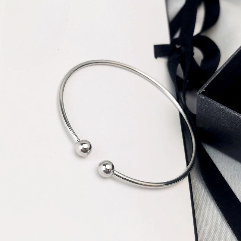 Open Sier Glossy Simple Garlic Korean Beads Bracelets