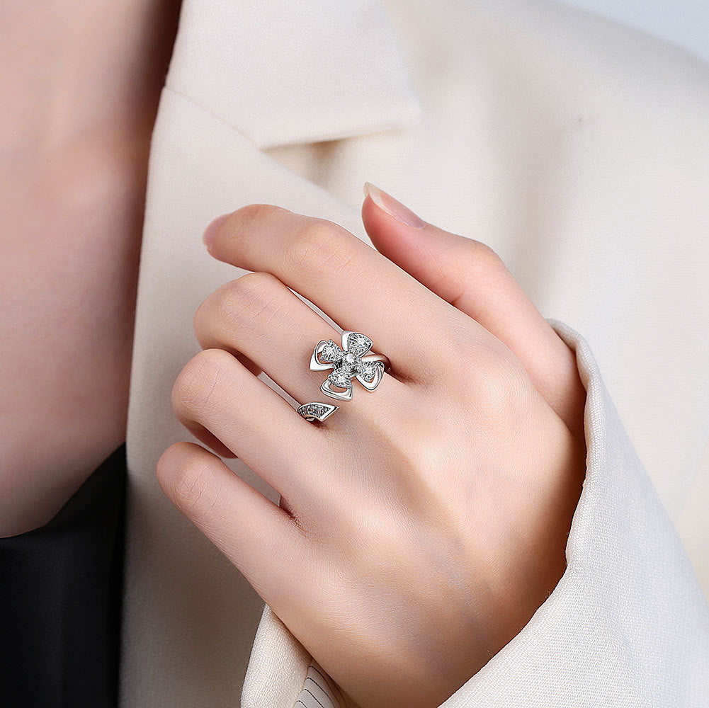 Flower Personality Affordable Luxury Fashion Open Index Rings