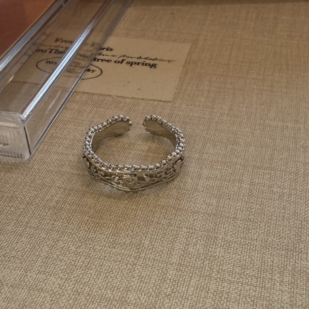 Cross Drip Glazed Design Zircon Inlaid Twin Rings