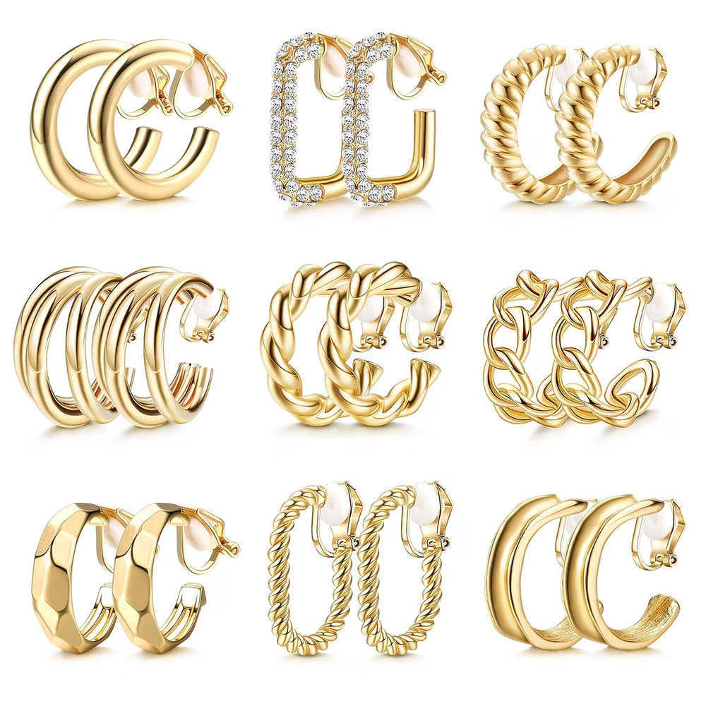 Women's Simple Geometric Twist Shaped Pairs Without Piercing Affordable Luxury Earrings