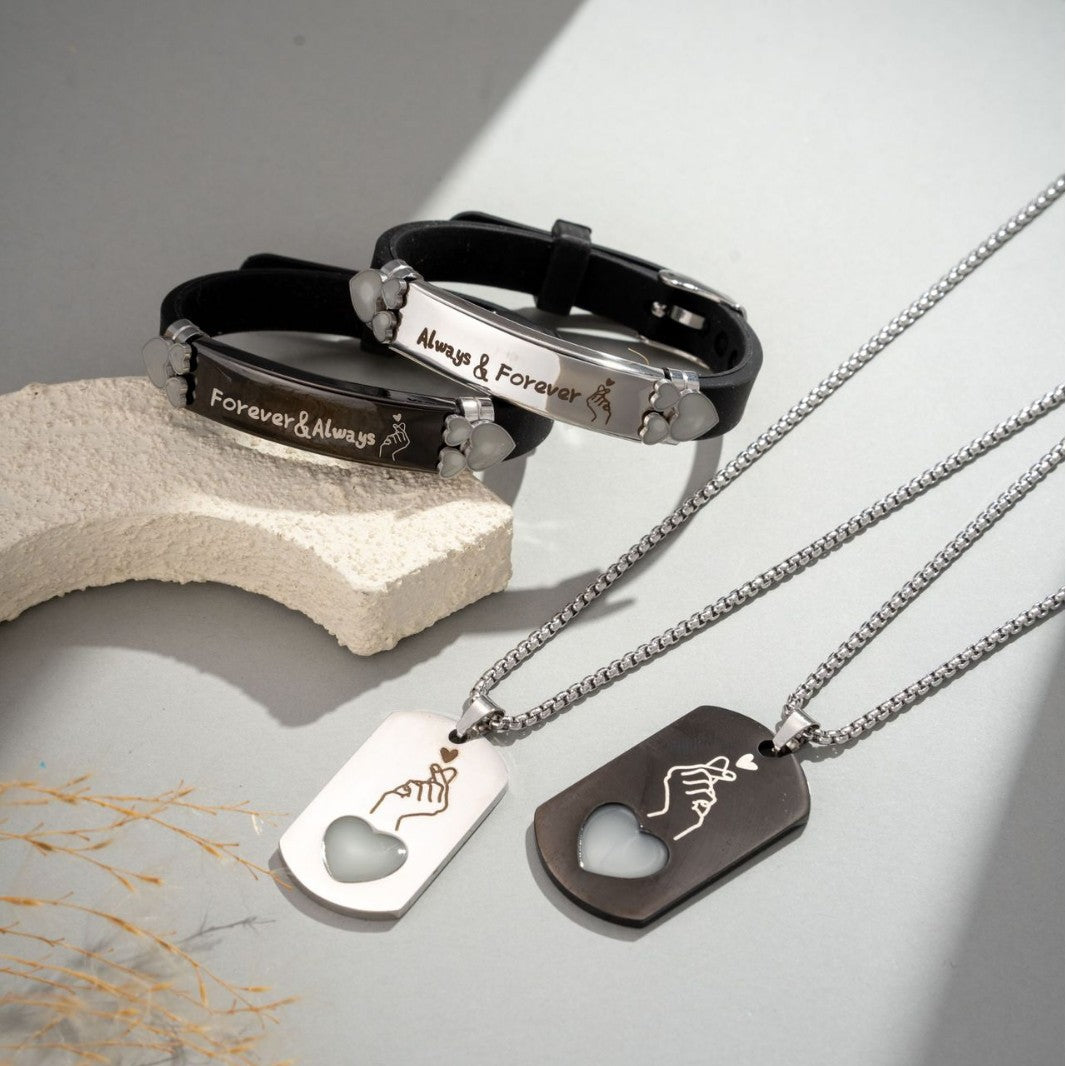 Steel English Letters Than Heart Couple Bracelets