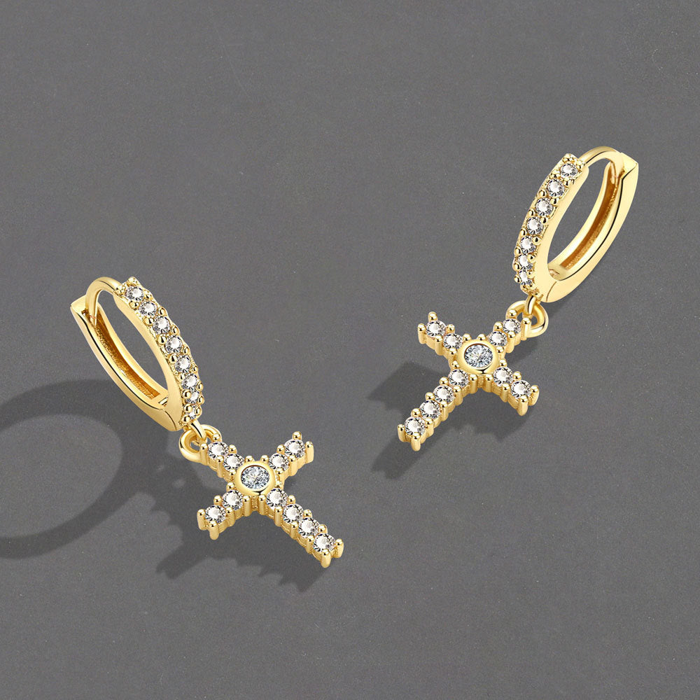 Women's Cross Micro Rhinestone Ear Clip Zircon Earrings