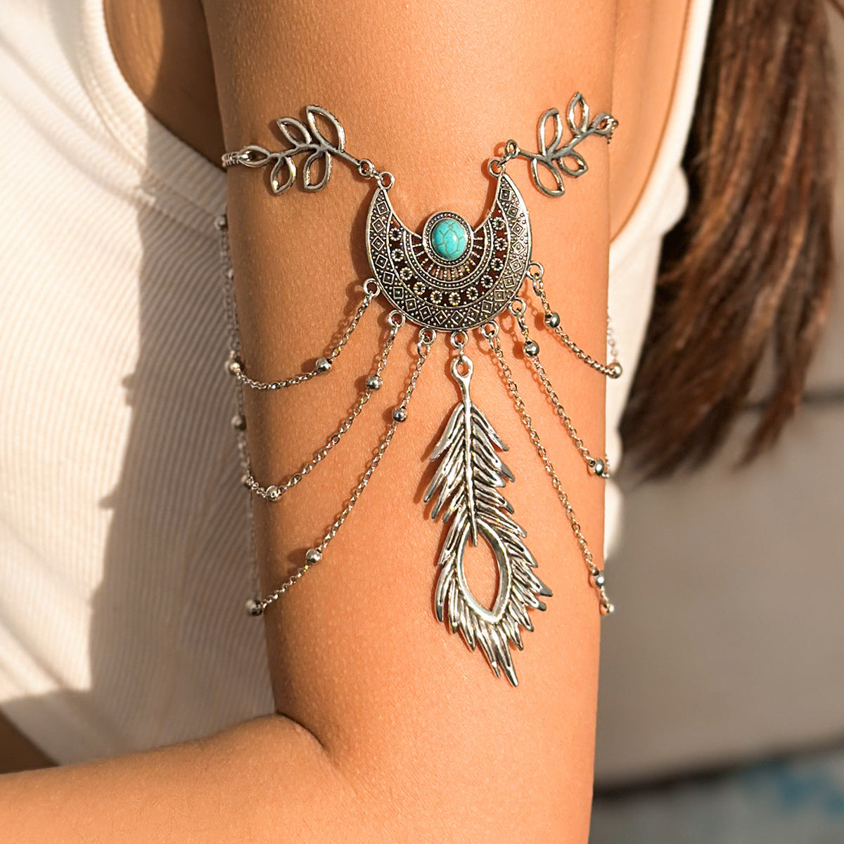 Women's Bohemian Metal Chain Arm Punk Style Vintage Leaves Bracelet