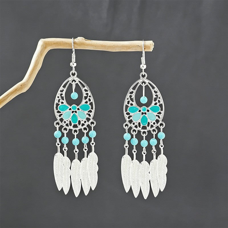 Bohemian Tassel Water Drop Summer Vacation Style Dopamine Earrings