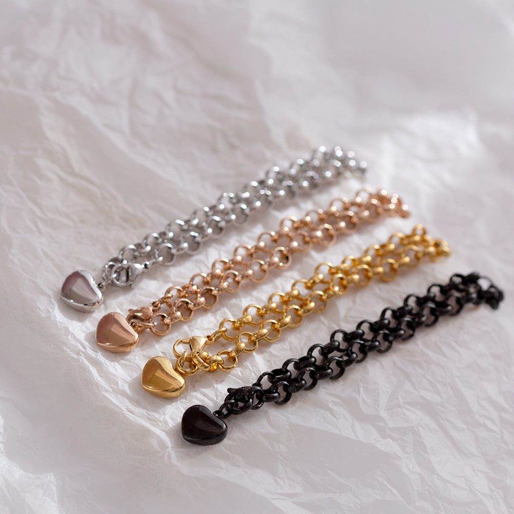 Simple Fashion Stainless Steel Heart Shaped Gold Plated Bracelets