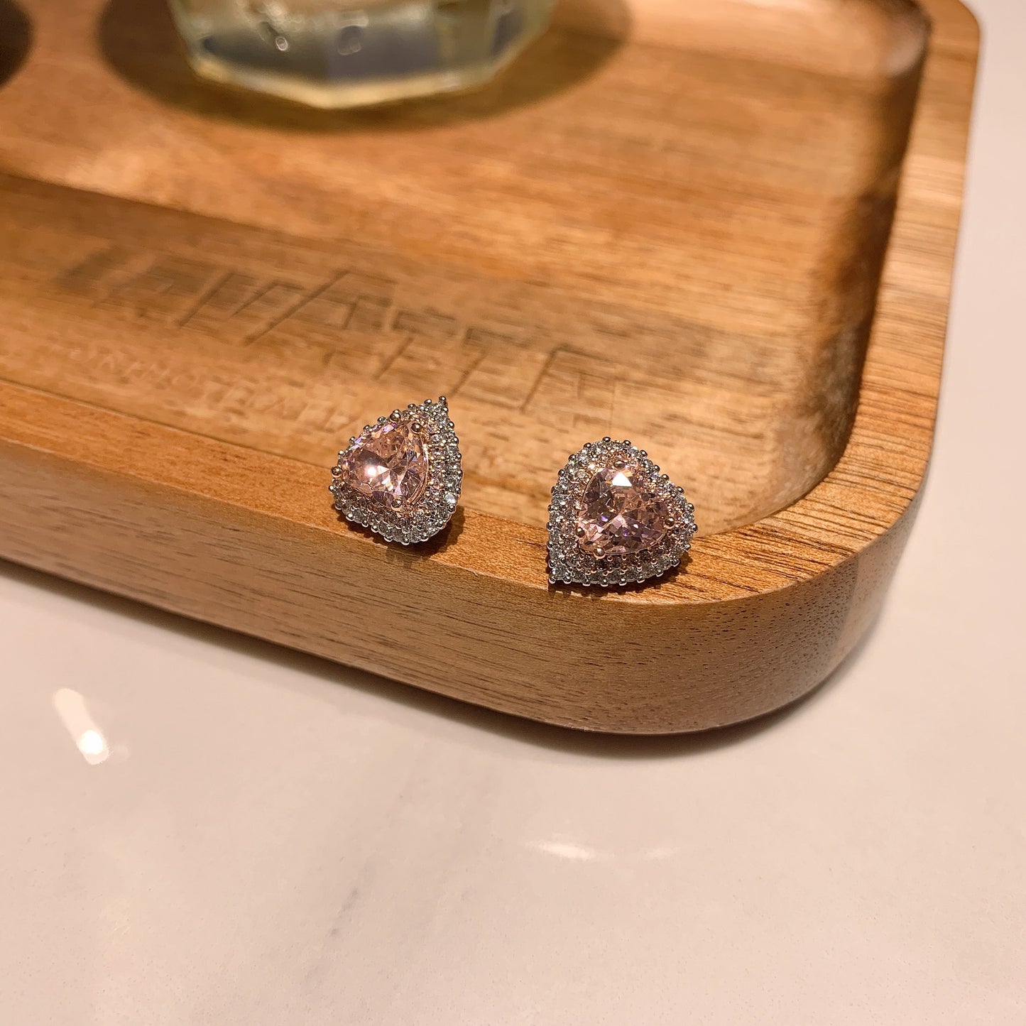 Women's Live Pink Love Heart-shaped Zircon Jewelly Jewelry Set