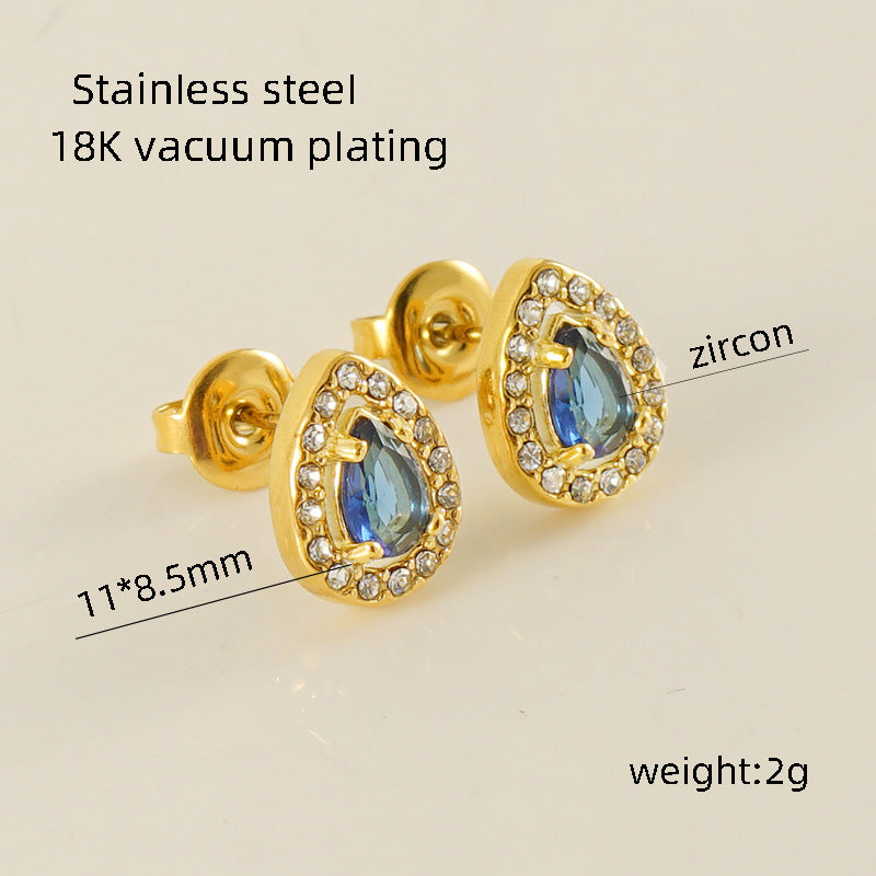 Women's Titanium Steel Zircon Stainless Square High-grade Earrings