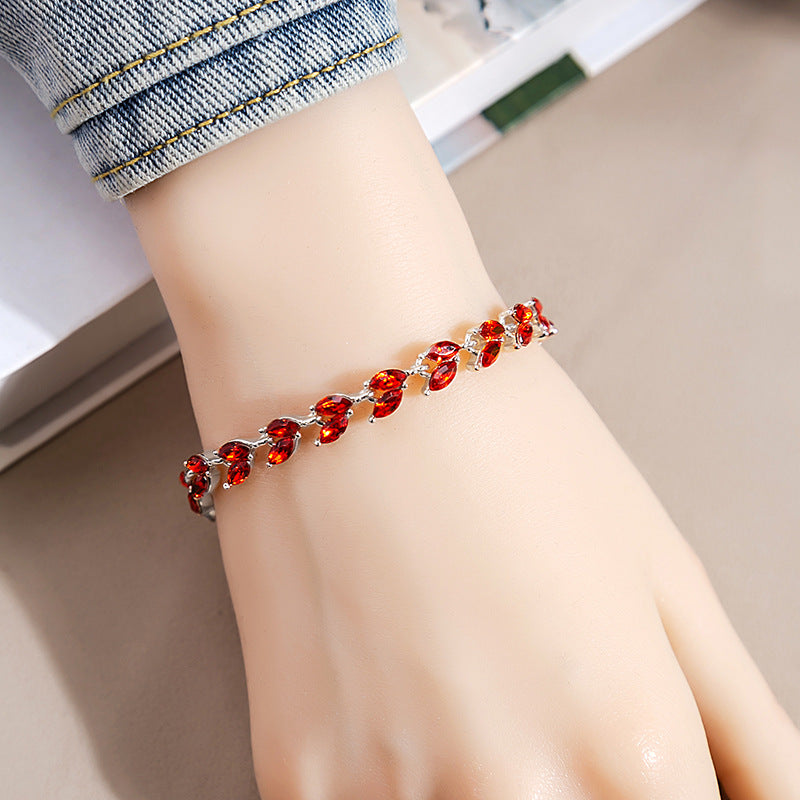 Rhinestone Fashion Color Willow Leaf Diamond Versatile Design Light Bracelets