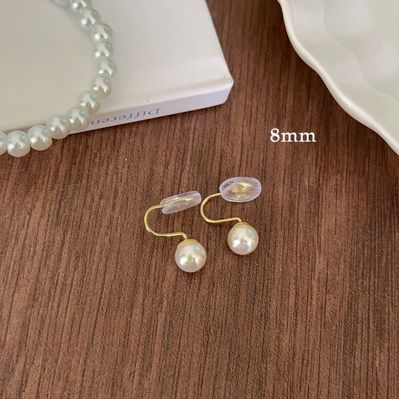 Shell Pearls Mosquito Coil Ear Clip Sier Pearl Stud Earrings