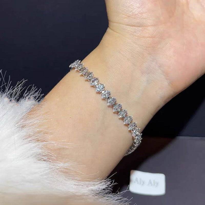 Women's Light Luxury High-grade Sterling Sier Flashing Zircon Bracelets