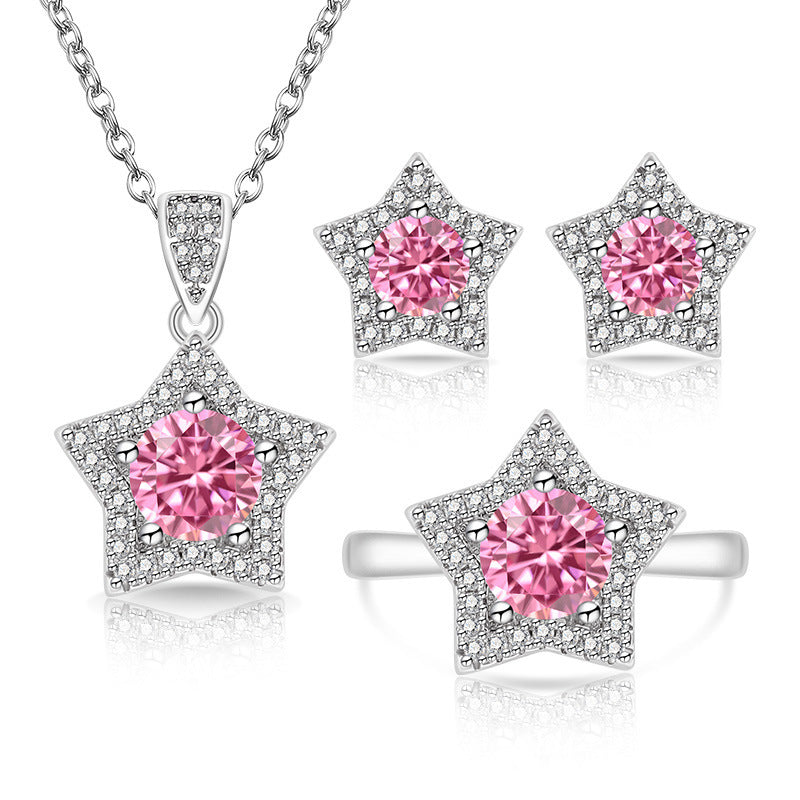 Women's Fashionable Eight Hearts Arrows Colored Gems Jewelry Set