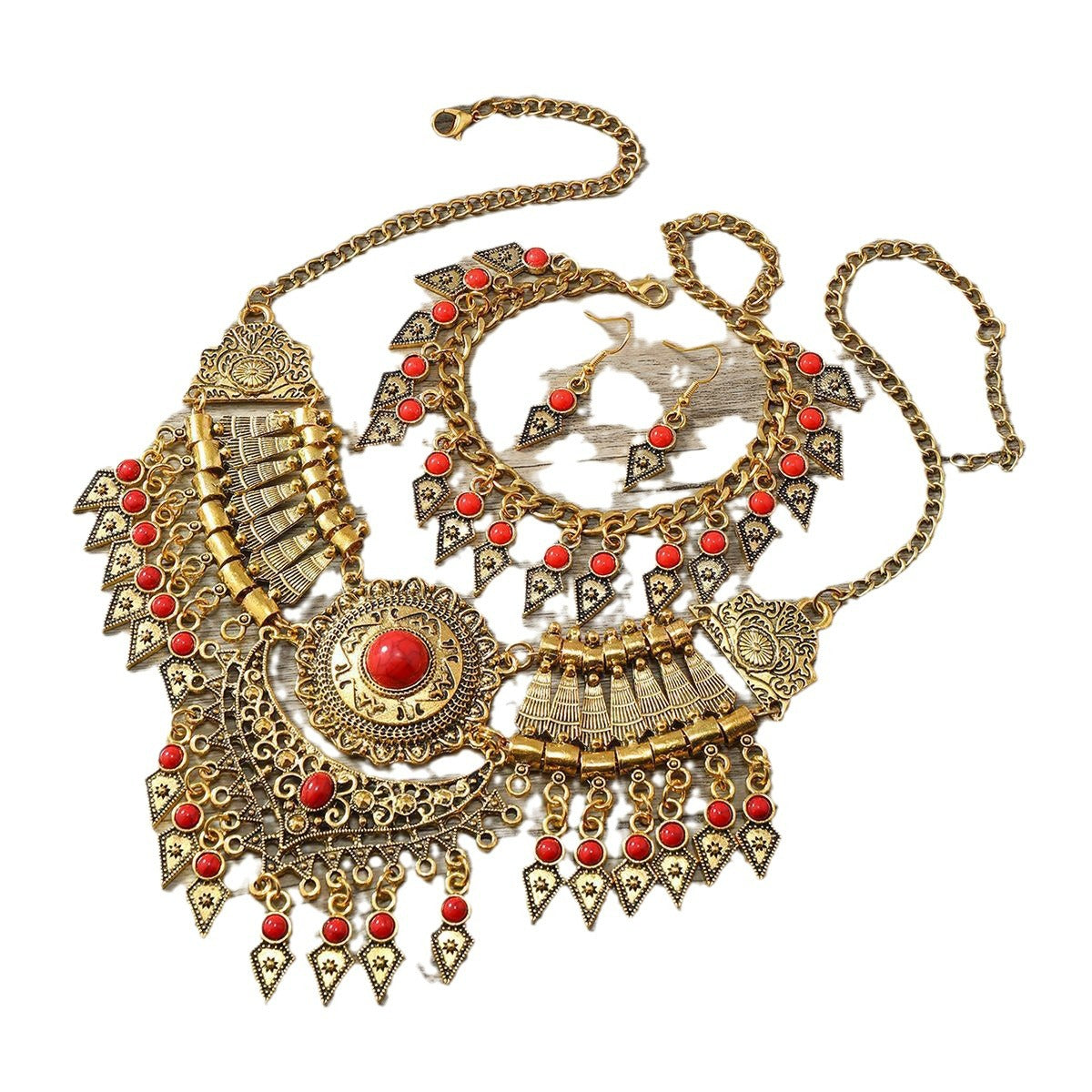 Ethnic Style Vintage Tassel Sweater Chain Jewelry Set