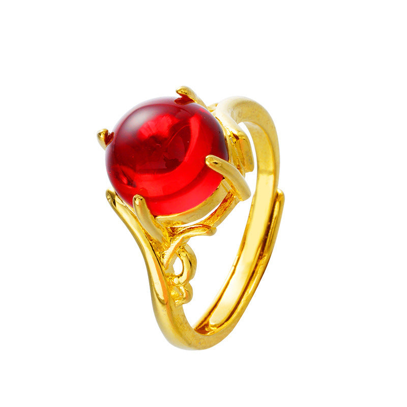 Open Female Vietnam Placer Gold Brass Gold-plated Diamond Natural Stone Rings