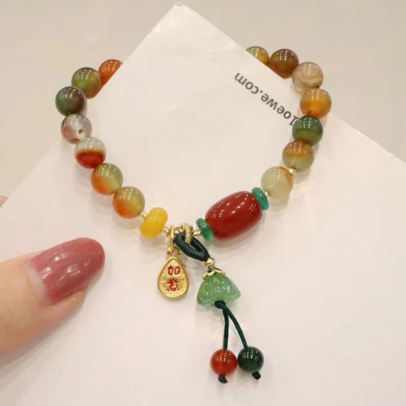 Women's Chinese Style Lotus Seedpod Pendant Beaded Bracelets