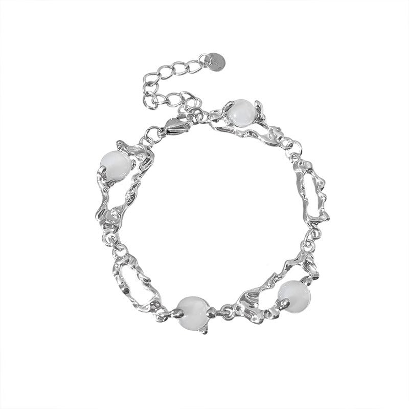 Women's High-grade Cold Style White Agate Gem Bracelets