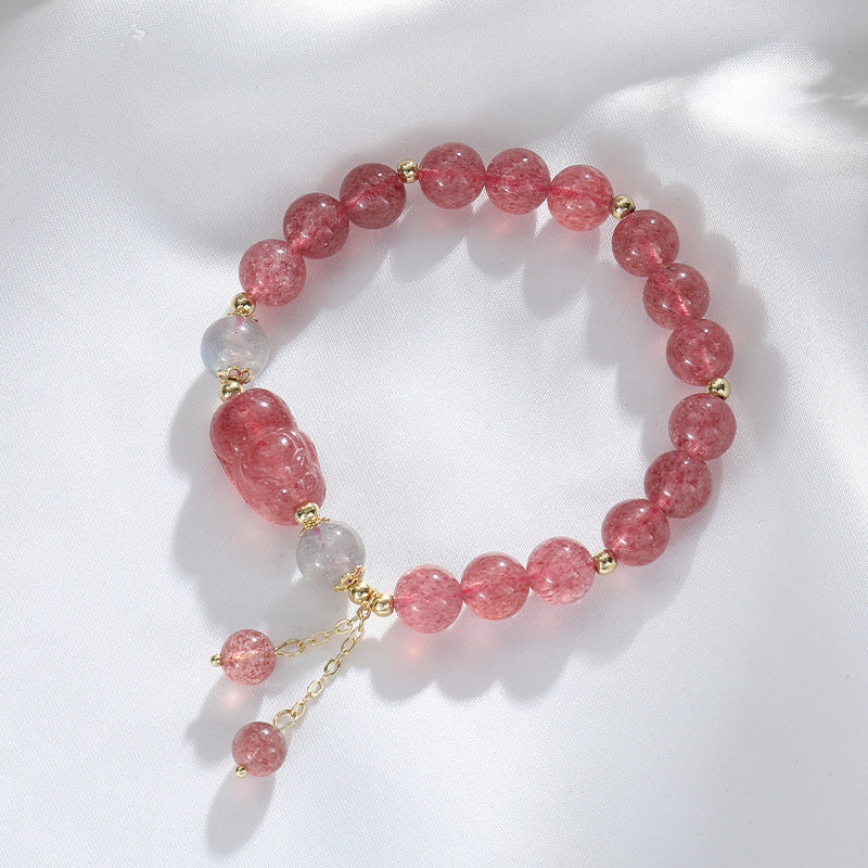 Natural Crystal Female Strawberry Quartz Minority Bracelets