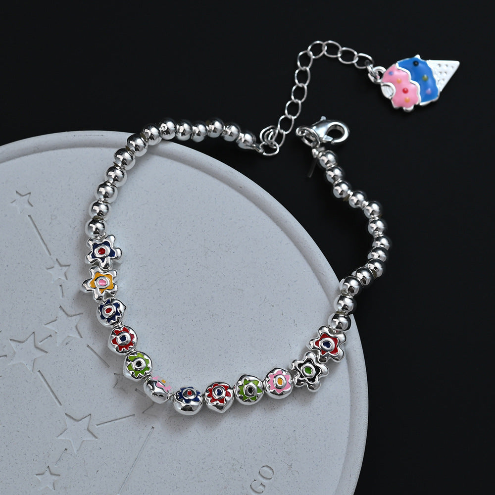 Sweet Style Colorful Ice Cream Flower Beaded Female Personality Princess Bracelets