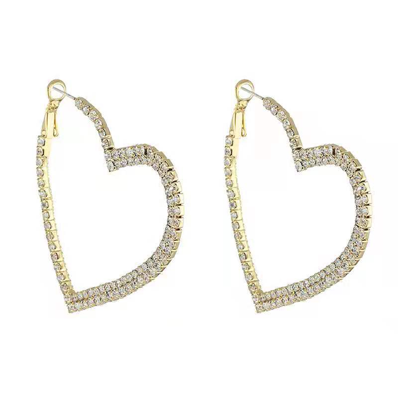 Boucles d'oreilles personnalisées Love Ear Sier Pin avec diamants complets