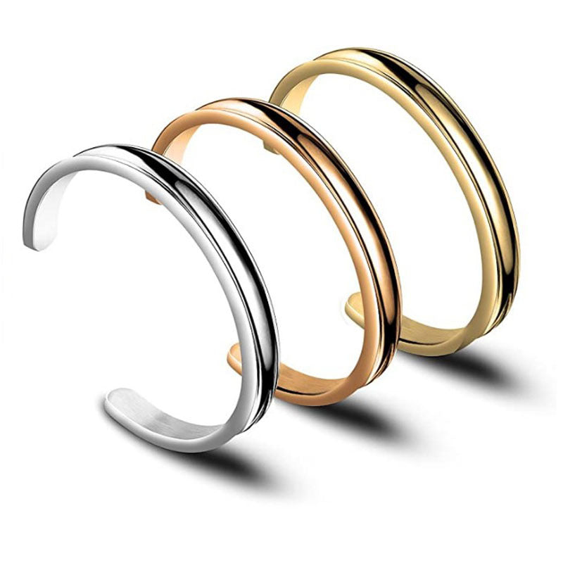Women's & Men's Concave Radian Titanium Steel Couple Shaped Open Bracelet