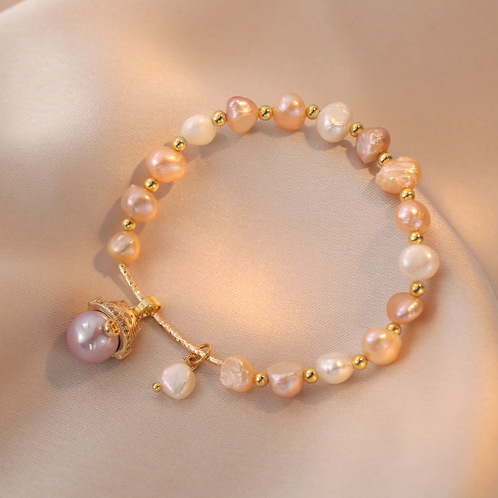 Female Freshwater Pearl Zircon Lucky Cat Chinese Bracelets