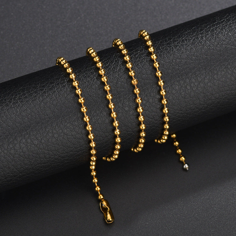 Titanium Steel Round Beads Chain Ball Necklaces