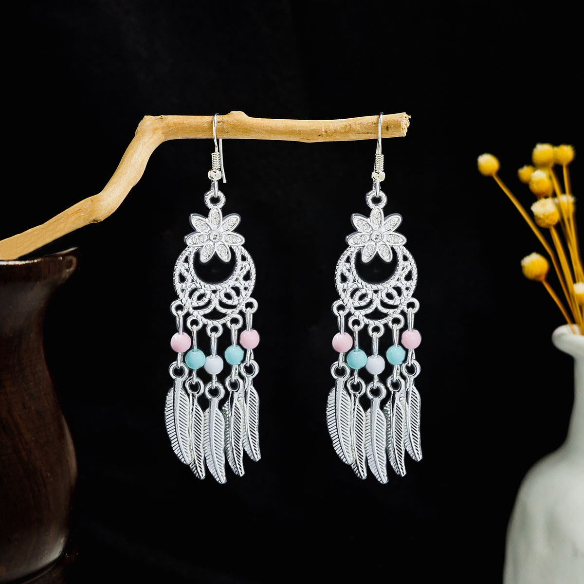 Geometric Round Ethnic Bohemian Retro Tourist Attractions Long Earrings