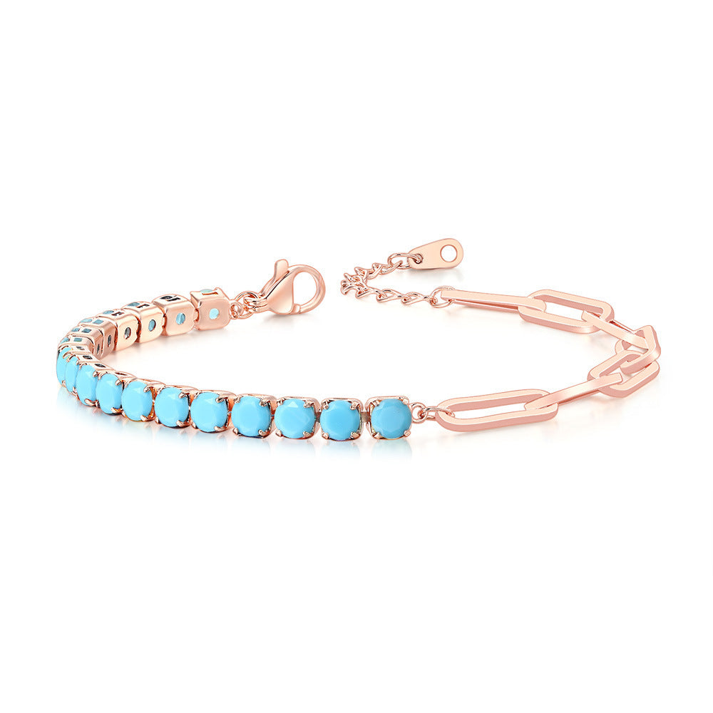 Women's Clip Stitching Tennis Round Zircon Birthstone Bracelets