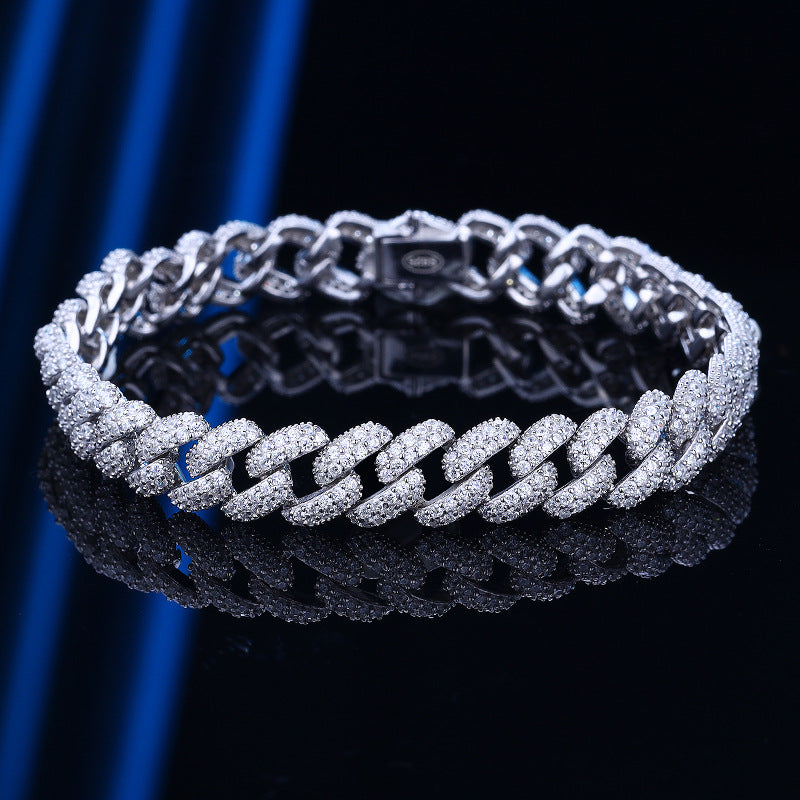 Bracelets incrustés simples Hop Couple Sterling Sier pour hommes