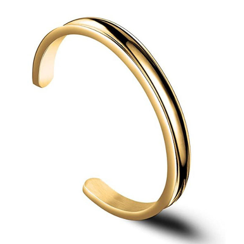 Women's & Men's Concave Radian Titanium Steel Couple Shaped Open Bracelet
