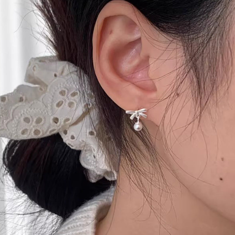 Women's Bow For Special Interest Light Luxury High Sense Imitation Pearl Stud Earrings