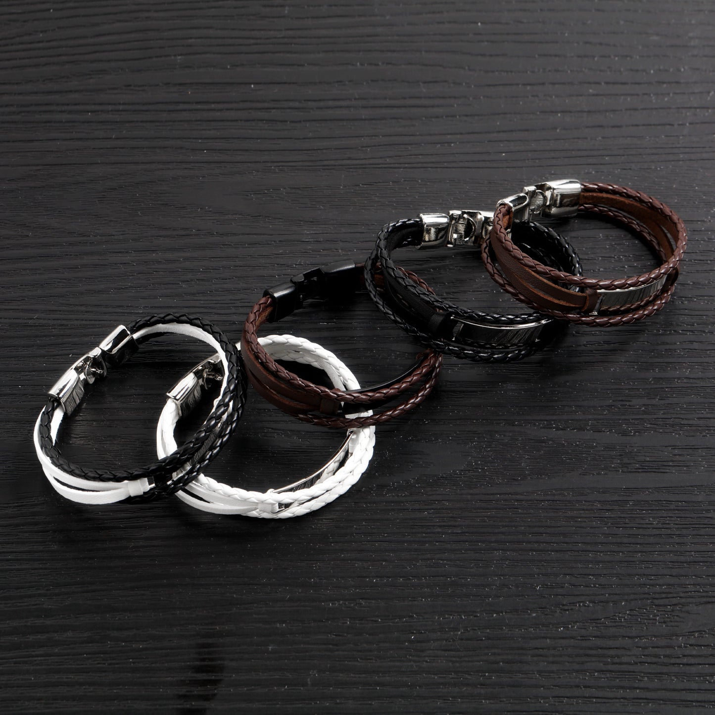 Bracelets de hanche de personnalité de bijoux en cuir tissé pour homme