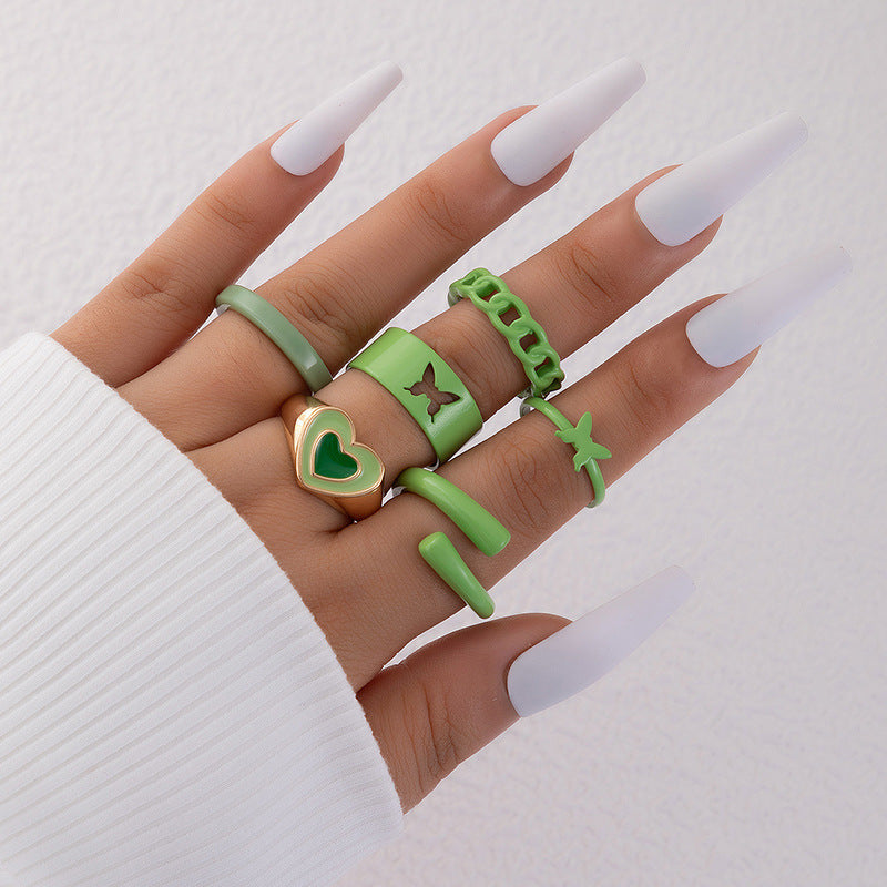 Clearance Vintage Creative Heart Hollow Butterfly Rings